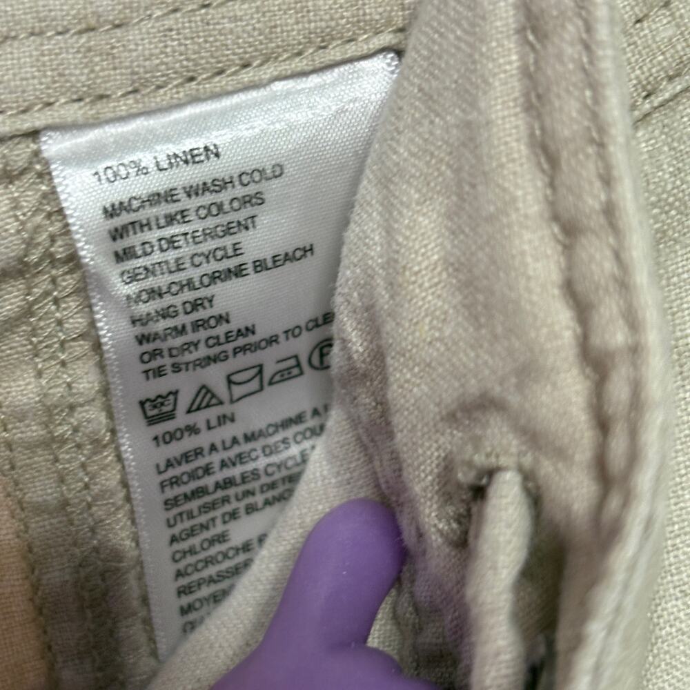 Tommy Bahama Khaki 100% Linen Summer Casual Capri Drawstring Pocket Pants sz 4 - Picture 7 of 7